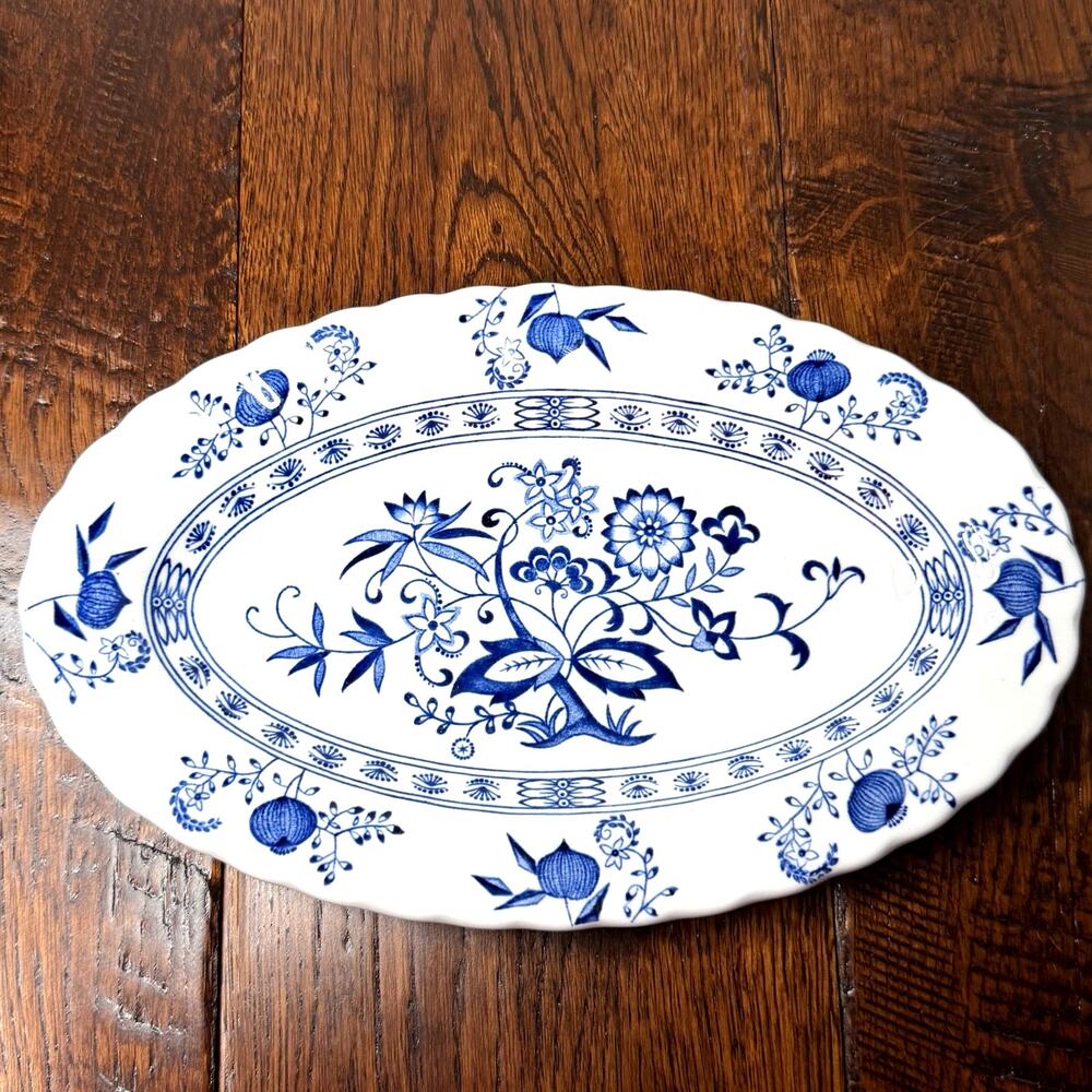 Vintage J&G Meakin Blue Nordic Serving Platter | Blue & White English Ironstone
